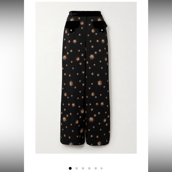 Camilla velvet trimmed printed woven flare pants - Picture 2 of 6